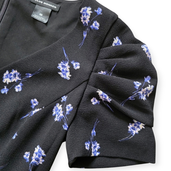 Club Monaco Lenoria Mini Dress, Black Floral, Women's Size 00 - Picture 4 of 9